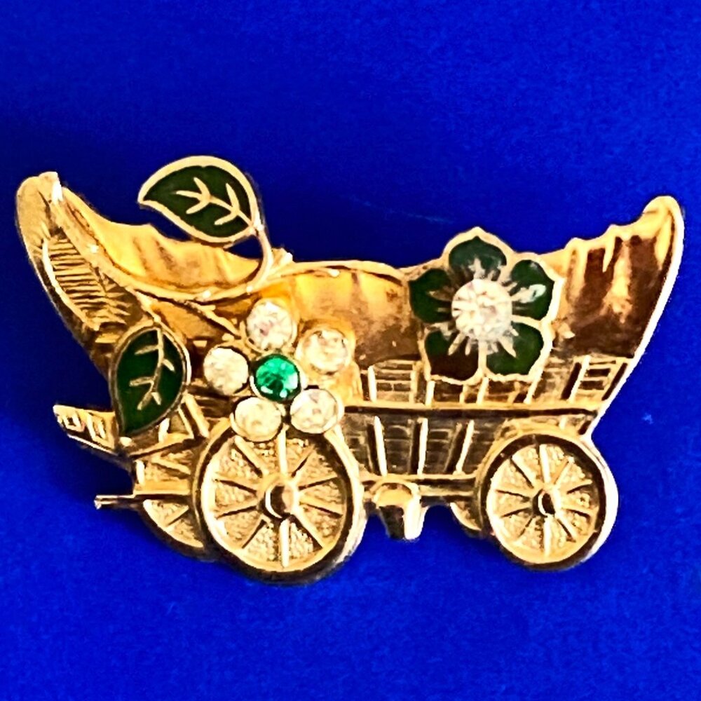 Delightful vintage Coro flower cart brooch